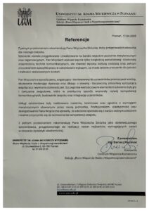 Referencje dla Wojciecha Strózika od Uniwersytetu im. Adama Mickiewicza w Poznaniu, Biuro Wsparcia Osób z Niepełnosprawnościami, 2026