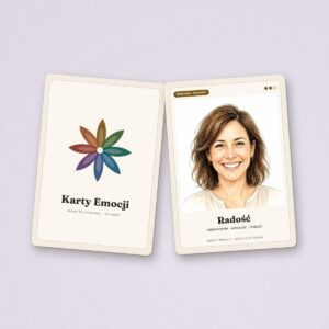 Awers karty Radość i rewers z kołem emocji
