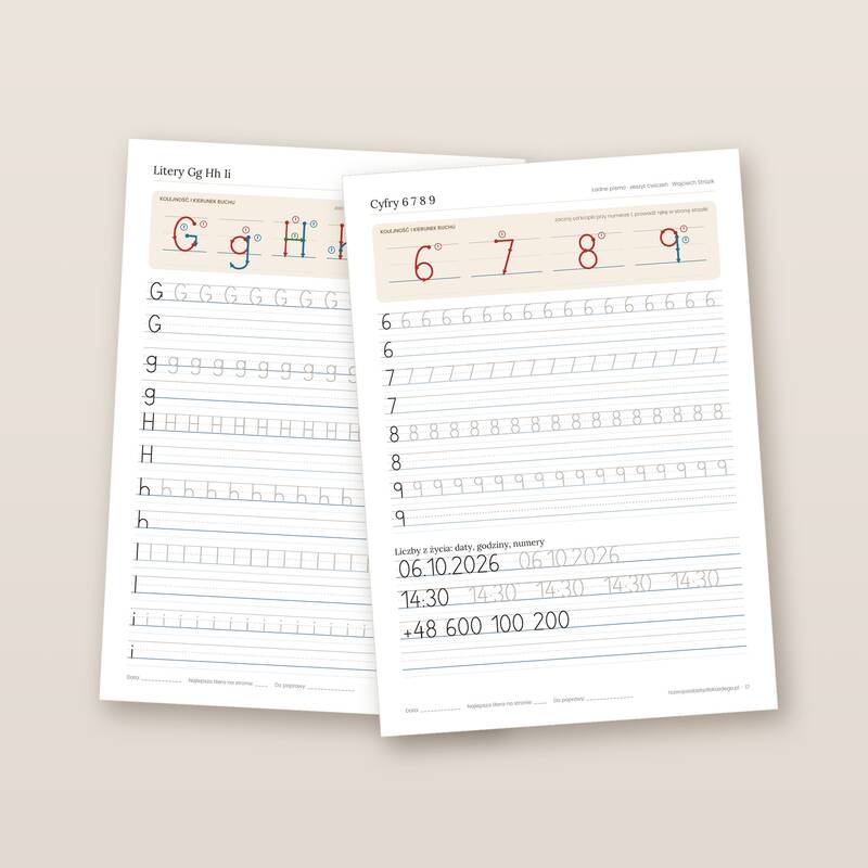 Strony z literami G, H, I oraz cyframi 6–9