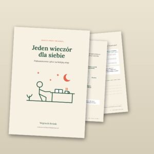 Jeden wieczór dla siebie – okładka zeszytu A5 i kartki ze środka
